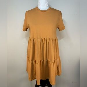 KOTN Camel Brown Tiered T-Shirt Midi Dress Size Small